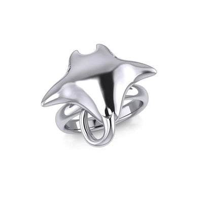 Large Manta Ray Silver Ring TRI1834