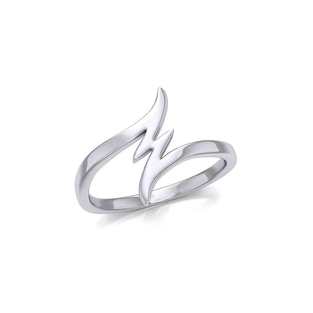 Lightning Bolt Small Silver Ring TRI1868 - Peter Stone Wholesale