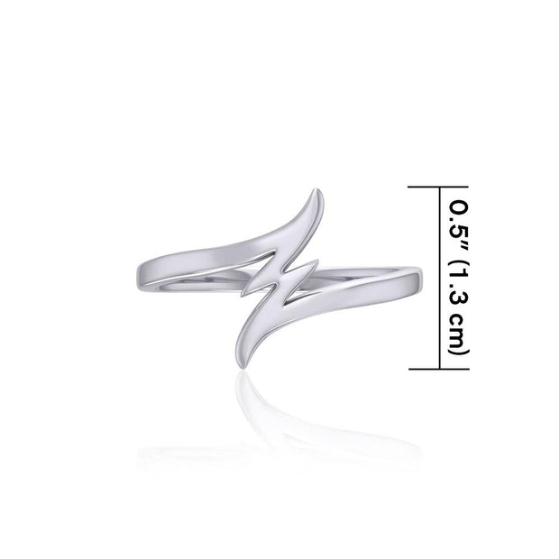 Lightning Bolt Small Silver Ring TRI1868 - Peter Stone Wholesale