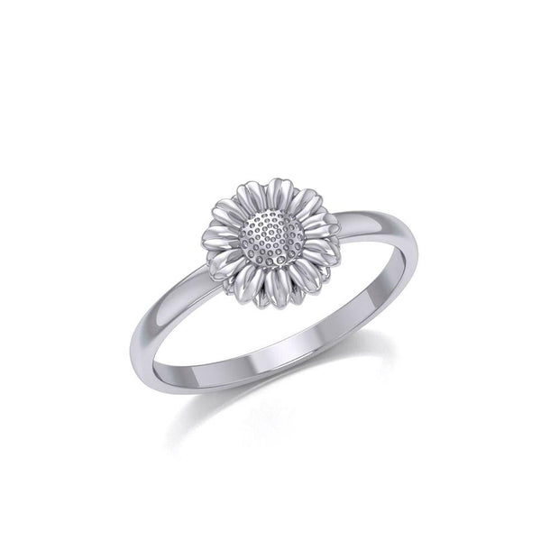 Small Daisy Flower Silver Ring TRI1870 - Peter Stone Wholesale