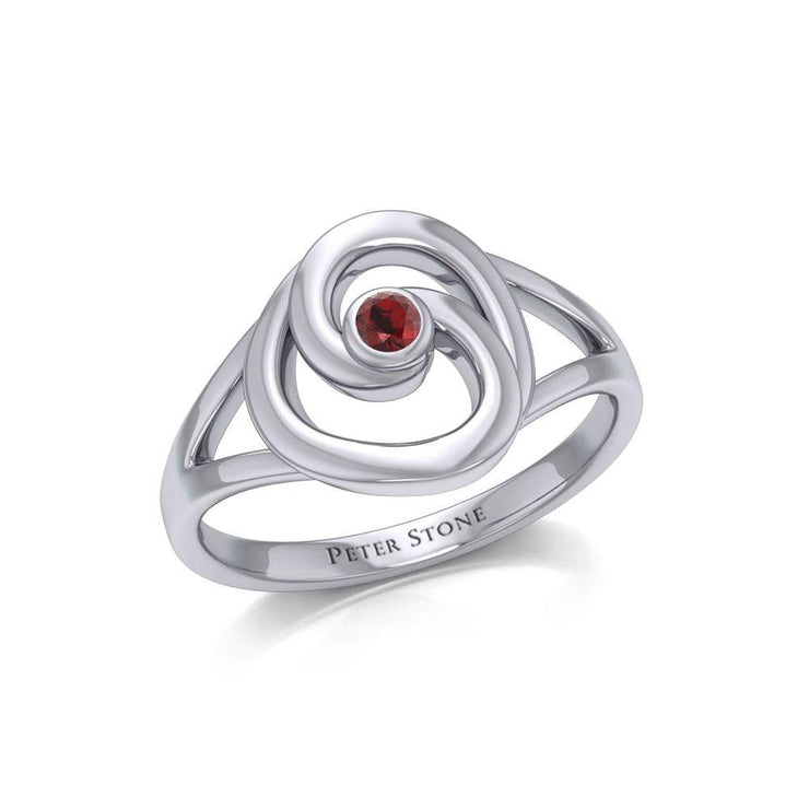 Organic Droplet Silver Contemporary Ring with Gemstone TRI1906