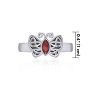 Silver Celtic Butterfly Ring with Marquise Gemstone TRI1907