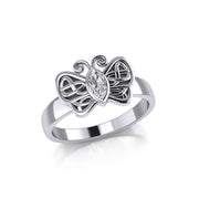 Silver Celtic Butterfly Ring with Marquise Gemstone TRI1907