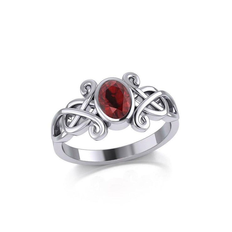 Silver Celtic Ring with Oval Gemstone TRI1908