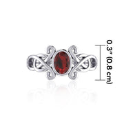 Silver Celtic Ring with Oval Gemstone TRI1908