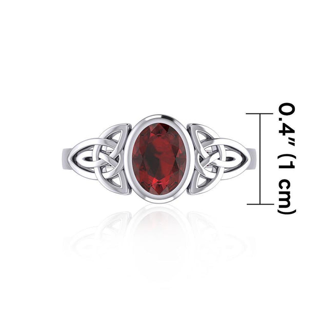 Silver Celtic Ring with Large Oval Gemstone TRI1910
