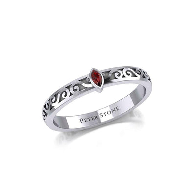 Silver Celtic Spiral Ring with Marquise Gemstone TRI1912 Ring
