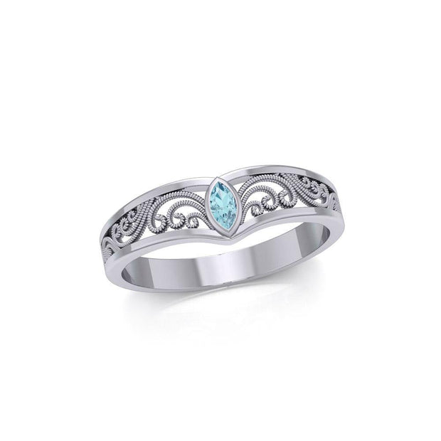 Silver Filigree Millennium Ring with Gemstone TRI1913 Ring