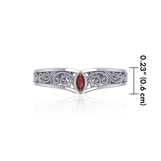 Silver Filigree Millennium Ring with Gemstone TRI1913 Ring