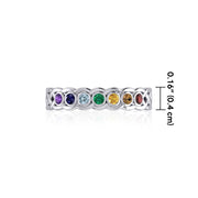 Celtic Silver Band Ring with Chakra Gemstones TRI1918 Ring