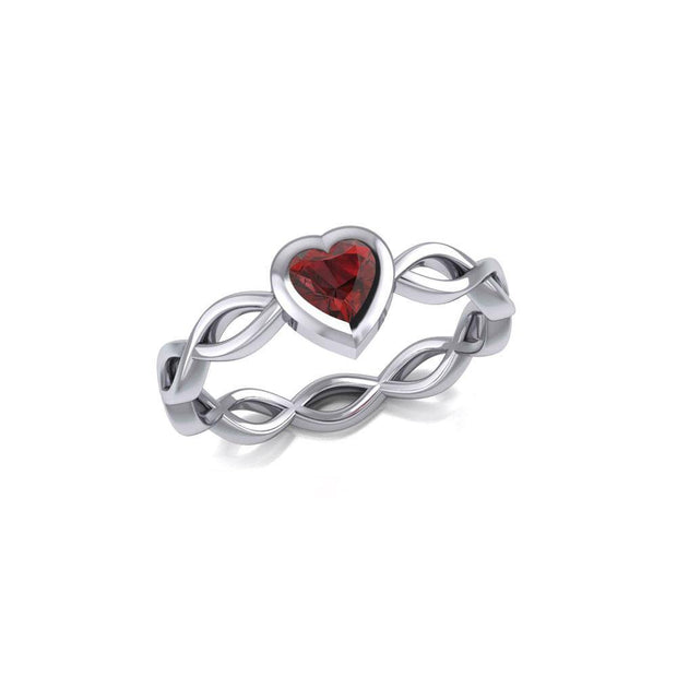 Heart on Braid Silver Ring TRI1924