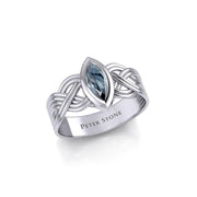 Silver Celtic Ring with Marquise Gemstone TRI1925