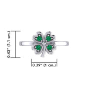 Lucky Four Leaf Clover Silver Ring with Gemstone TRI1934