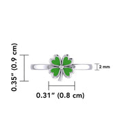 Lucky Four Leaf Clover Silver Ring with Enamel TRI1935