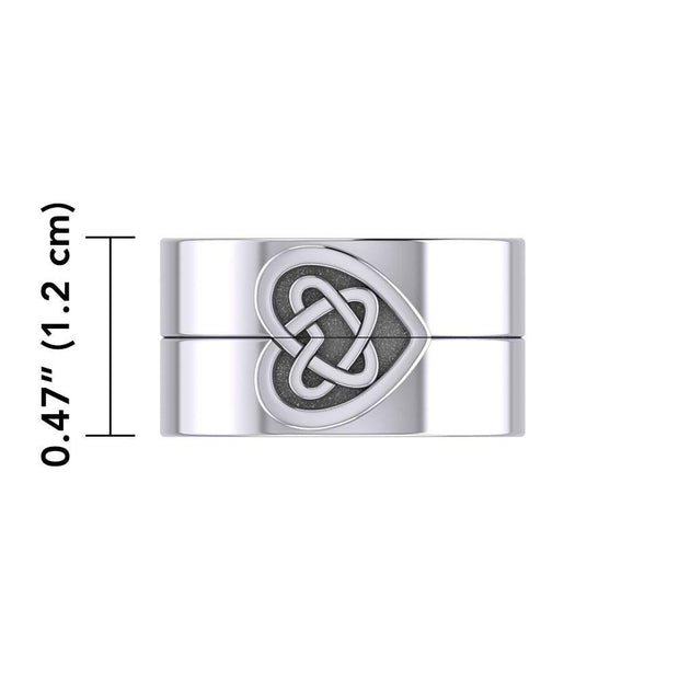 Celtic Heart Love Silver Commitment Band Ring TRI1941