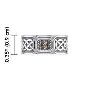 Celtic Knotwork Silver Band Ring with Gemstones TRI1947