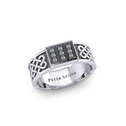 Rectangle Celtic Ring with Gemstones TRI1953
