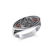 Celtic Triskele Silver Ring with Gemstones TRI1957 Ring