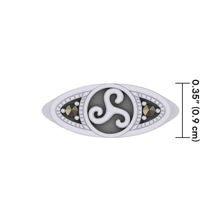 Celtic Triskele Silver Ring with Gemstones TRI1957