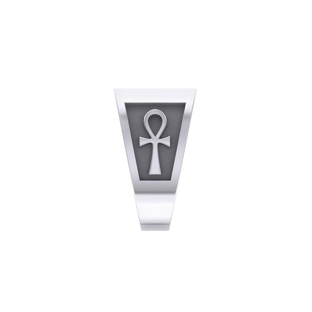 The Eye of Horus and Ankh Silver Signet Men Ring TRI1980
