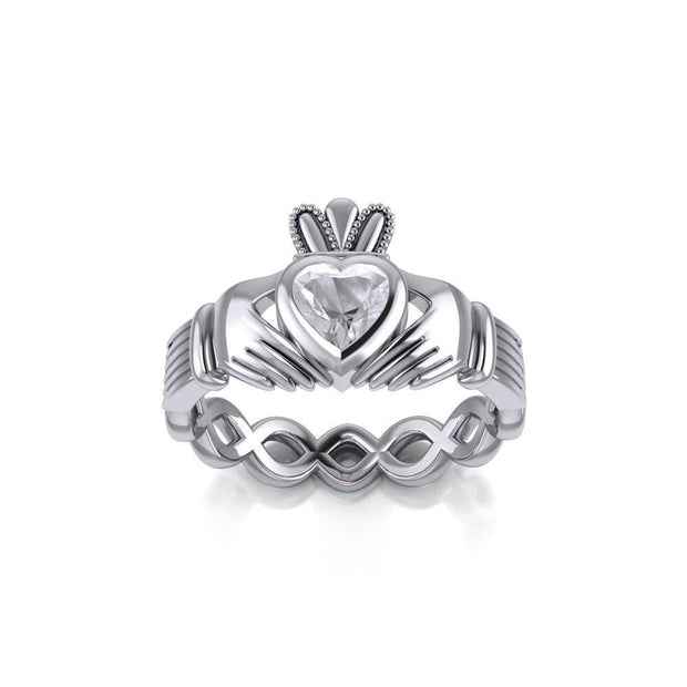 Claddagh with Gemstone Silver Ring TRI2104