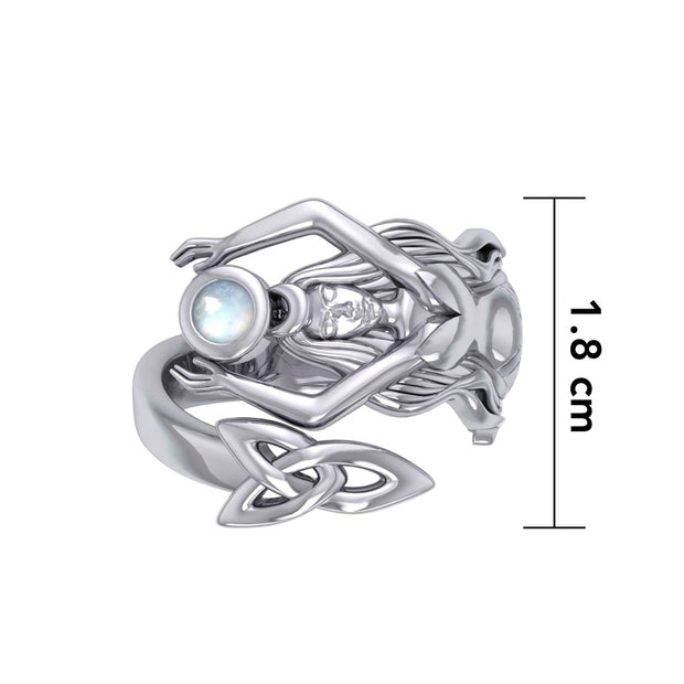 Goddess Brigid Silver Ring with Gem TRI2187