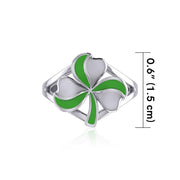Spring of luck and happiness Silver Shamrock Ring TRI2258