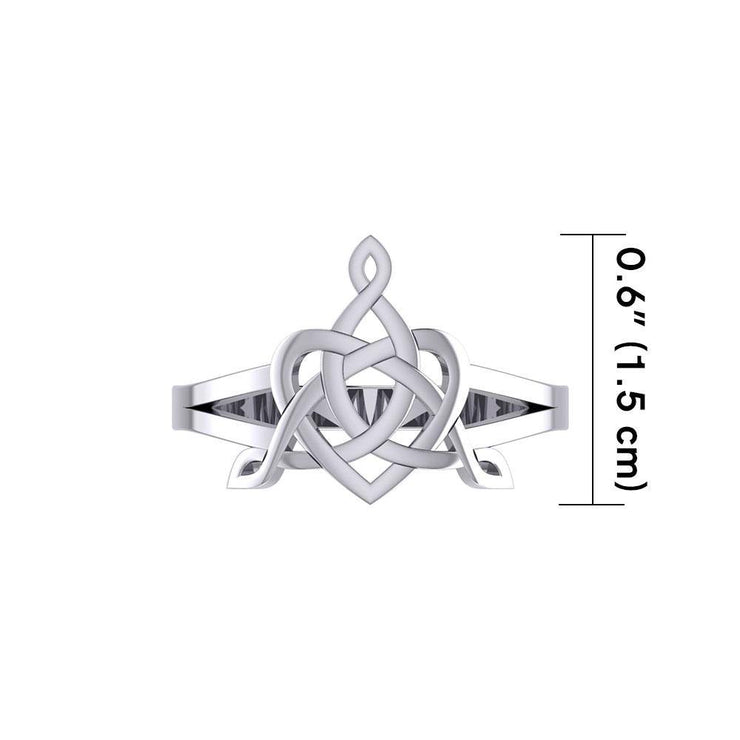 Celtic Father-Mother-Child "Family A Born For Eternity" Triquetra or Trinity Heart Silver Ring TRI2261