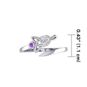 Celtic Motherhood Triquetra or Trinity Knot Silver Ring With Gem TRI2263