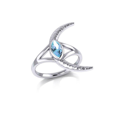 A Glimpse of the Crescent Moon's Beginning ~ Silver Jewelry Ring TRI2265