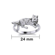 Celtic Wolf Silver Ring TRI2276