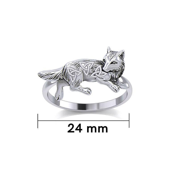 Celtic Wolf Silver Ring TRI2276