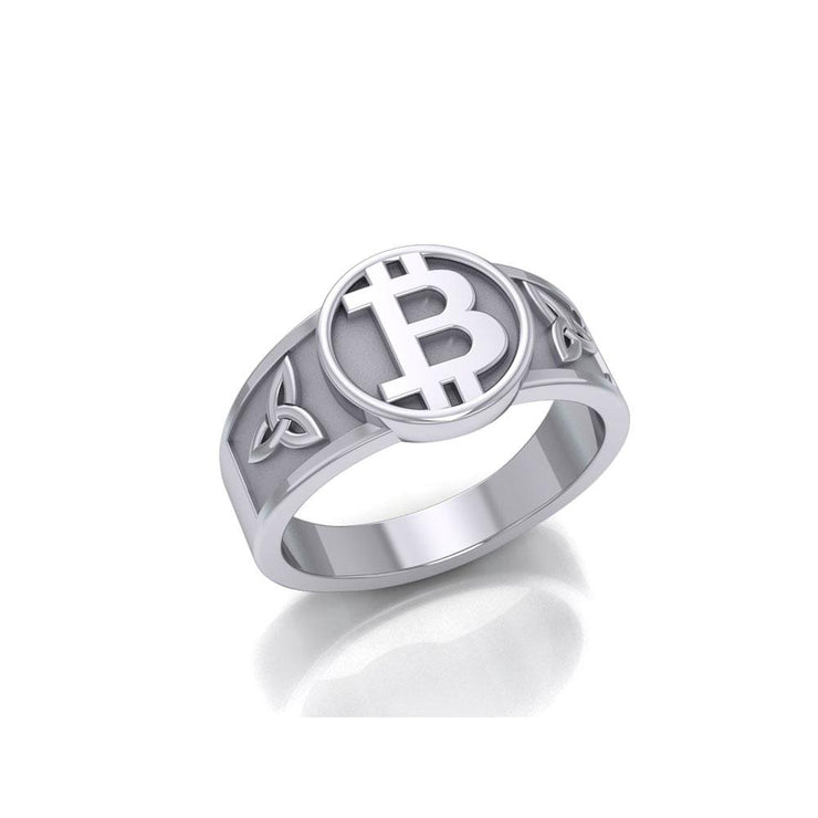 Celtic Bitcoin Sterling Silver Ring TRI2281