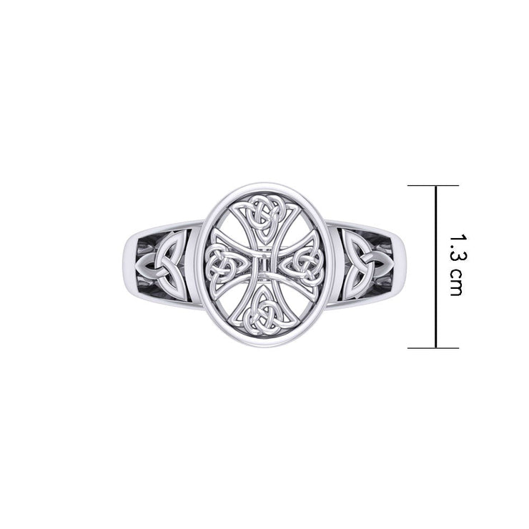 Celtic Cross Silver Ring TRI2292