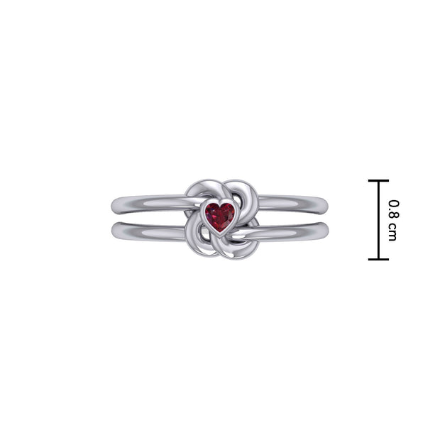 Celtic Knotwork Ring With Heart Gemstone TRI2308