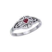 Celtic Knotwork Ring With Heart Gemstone TRI2310