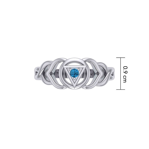 Ajna Third Eye Chakra with Celtic Designs Sterling Silver Ring TRI2341
