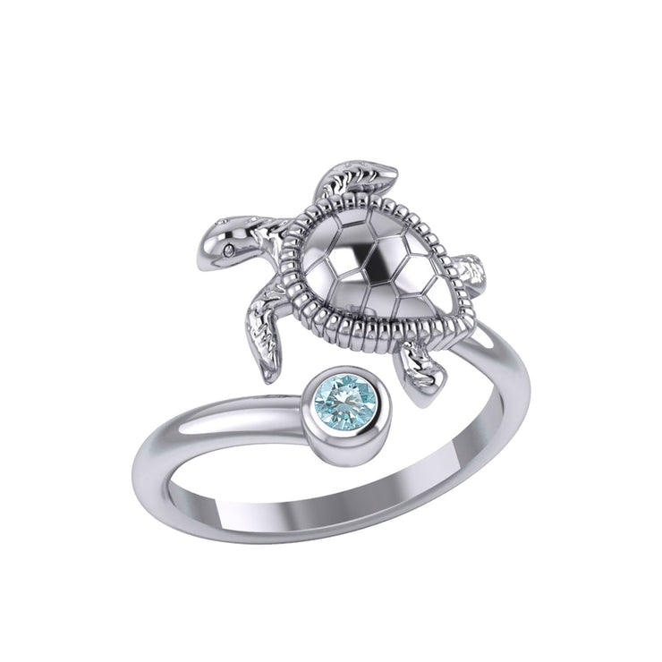 Turtle Sterling Silver with Gemstone Ring TRI2343