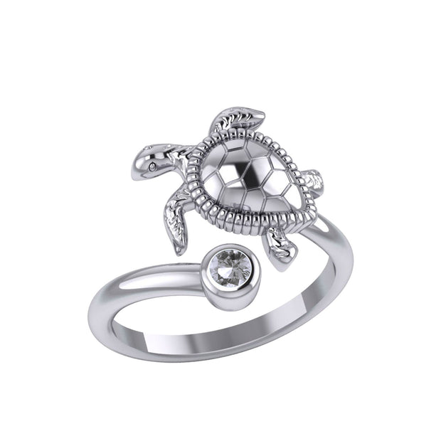 Turtle Sterling Silver with Gemstone Ring TRI2343