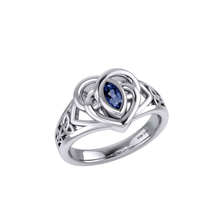 Celtic Knotwork Heart Ring With Gemstone TRI2380