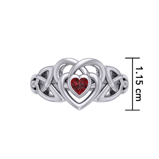 Celtic Knotwork Heart Ring With  Heart Gemstone TRI2381
