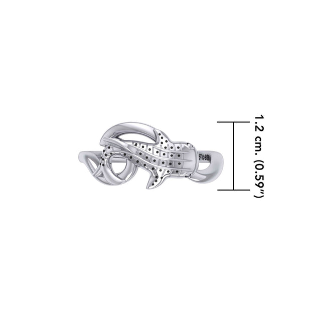 Whale Shark with Wave Silver Wrap Ring TRI2433