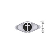 Spiritual Elegance Sterling Silver Faith Cross Women Ring with Black Accent by Peter Stone Jewelry TRI2474
