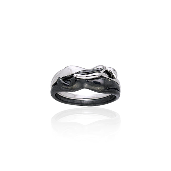 Interlocking Yin Yang Silver Ring TRI258