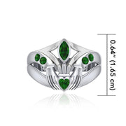 Irish Claddagh Silver Ring with Gemstones TRI274