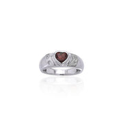 Celtic Silver Ring with Heart Gemstone TRI357