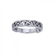Sterling Silver Celtic Knot Half Hollow Band Ring TRI504