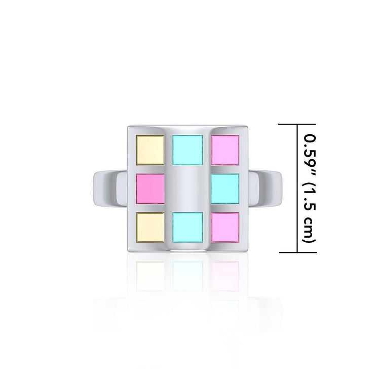 Modern Square Inlaid Ring TRI506