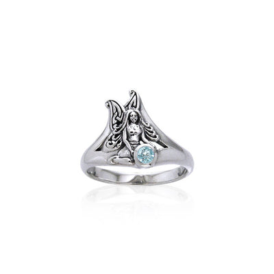 Fairy Holding Gem Silver Ring TRI519 Ring