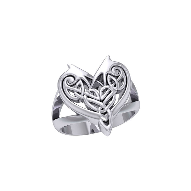Joyous Heart Celtic Silver Ring TRI535